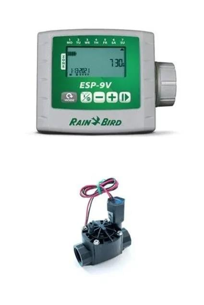 Rain Bird ESP‑9V Pilli Kontrol Ünitesi ve Solenoid Vana Seti – 1 İstasyon / 1 Vana