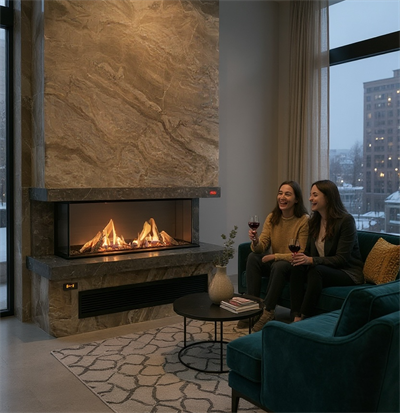 Revega  H100UB-M ÖN Seramik Camlı Hermetik Doğalgazlı Şömine 7 Kw - 1000mm