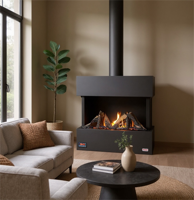 Revega  H75UB-M  Ön Seramik Camlı Hermetik Doğalgazlı Şömine 7 Kw - 850mm