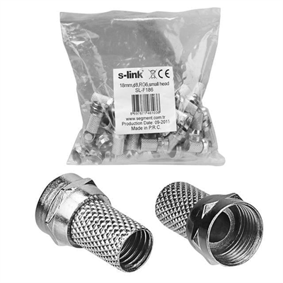 S-Link SL-F186 Geniş 18 mm * 8 RG6/U4 Erkek F Konnektör (50li Paket)