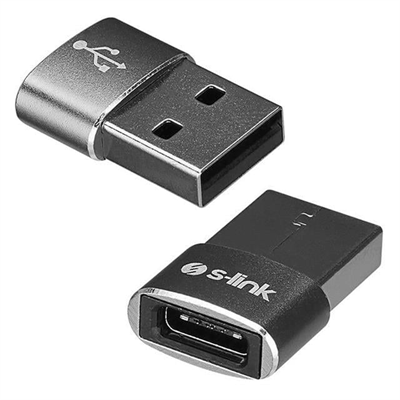 S-Link SL-TA28M Otg Çevirici TYPE-C Dişi TO USB Erkek Metal Gövdeli