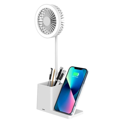 S-link SL-M9055 10 Watt Kablosuz Şarj İstasyonlu Fanlı Kalemlikli Masa Lambası (Beyaz)