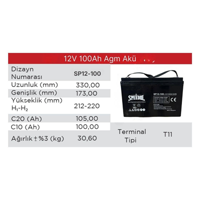 SPEEDOL SP-12-100 12V 100AH/10HR