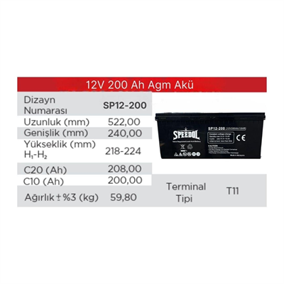 SPEEDOL SP-12-100 12V 200AH/10HR