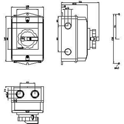 Siemens 3LD2264-0TB53 Kutulu Şalteri 3x32A. Sarı/Kırmızı IP65