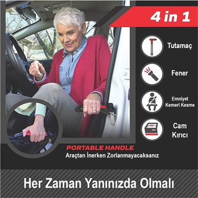 Sunup SN-26713 Araç İniş Destek Kolu Cam Kırıcı Fener Emniyet Kemeri Kesici Çok Fonksiyonlu