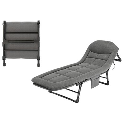 Sunup SN-26974 Taşınabilir Ayarlanabilir 5 Kademe Sünger Kamp Yatak Şezlong (Açık Gri)