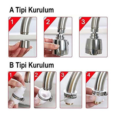 Sunup SN-27114 2 Kademeli Tasarruflu Musluk Başlığı 360 Derece