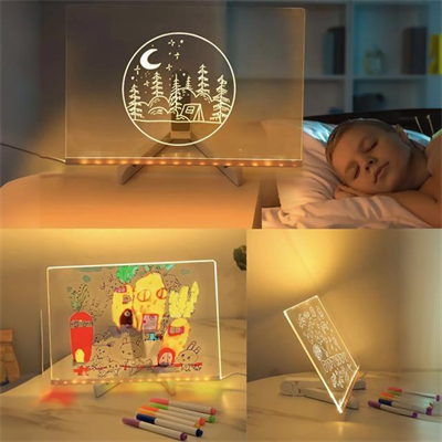 Sunup SN-27128 Dekoratif LED Aydınlatmalı Şeffaf Işıltılı Yazı - Çizim Panosu Tableti - 7 Renk Kalemli Set