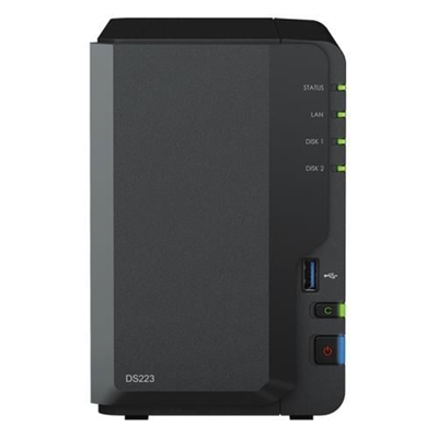 Synology DS223 2 Yuvalı Tower NAS | 36 TBa Kadar Kapasite, 2 GB DDR4 RAM, Btrfs Dosya Sistemi