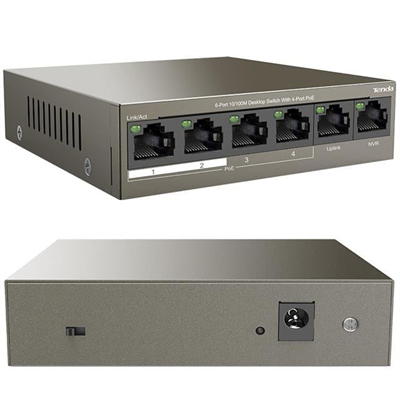 Tenda TEF1106P 2 x Uplink + 4 Port Poe Ethernet Switch 63 Watt
