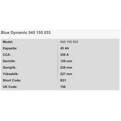 VARTA B31 BLUE DYNAMIC 12V 45AH AKU