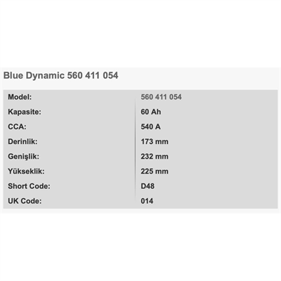 VARTA D48 BLUE DYNAMIC 12V 60AH AKU