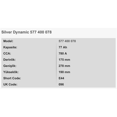 VARTA E44 SILVER DYNAMIC 12V 77AH AKU