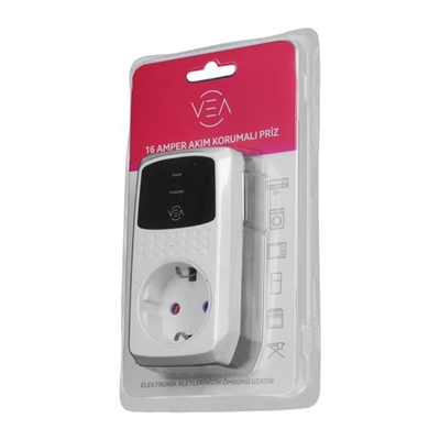 Vea VE-25532 16A 4000W Tekli Akım Korumalı Priz Aşırı Yüksek Gerilim