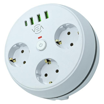 Vea VE-26583 3LÜ 1.5 Metre Kablolu 3 USB / TYPE-C Girişli Akım Korumalı Grup Priz