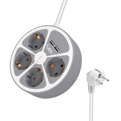 Vea VE-G604YU 4lü 2 USB’li Anahtarlı 1.5 Metre Grup Priz
