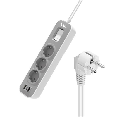 Vea VE-NOVA103U A Class 3lü 2 Usbli Anahtarlı 1.5 Metre Akım Korumalı Priz