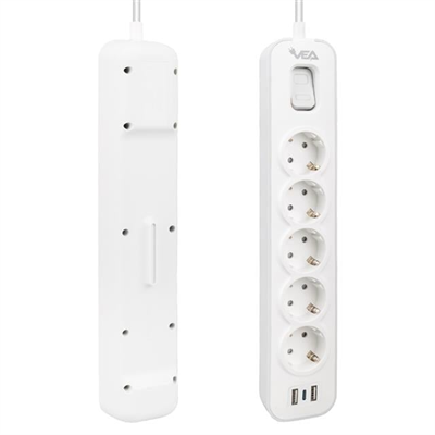 Vea VE-NOVA105U A Class 5li 2 Usbli Anahtarlı 1.5 Metre Akım Korumalı Priz