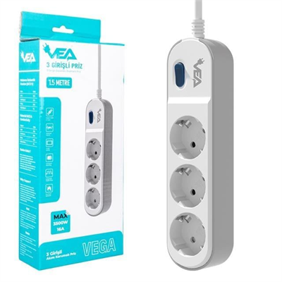 Vea VE-VEGA103 A Class 3lü Anahtarlı 1.5 Metre Akım Korumalı Priz