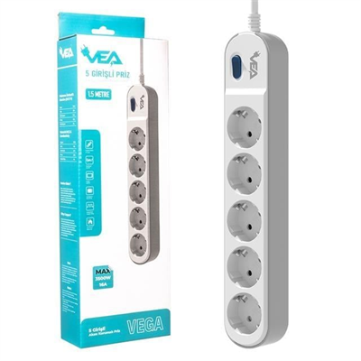 Vea VE-VEGA105 A Class 5li Anahtarlı 1.5 Metre Akım Korumalı Priz