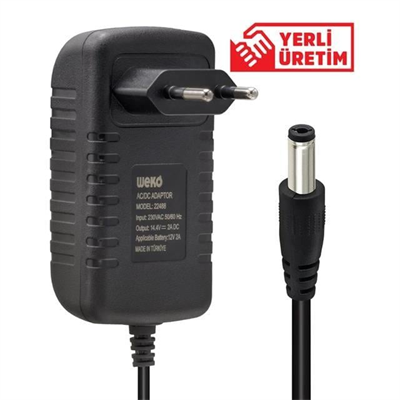 Weko 14.4 Volt - 2 Amper 5.5*2.5 Uçlu Kırmızı Yeşil Ledli Yerli Üretim Akü Şarj Cihazı