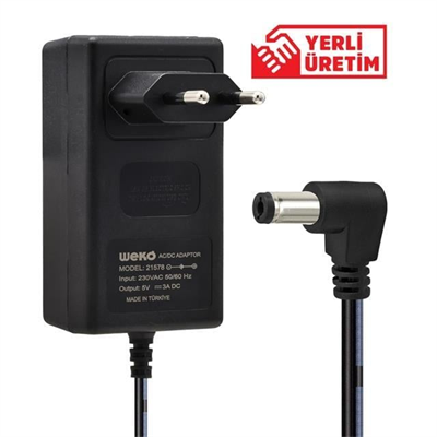 Weko 5 Volt - 3 Amper 5.5*2.5 Uçlu Plastik Kasa Priz Tipi̇ Adaptör