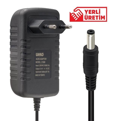 Weko 8.4 Volt - 1 Amper 8.4 Watt 5.5*2.5 Uçlu Lityum Pil Ledli Yerli Üretim Şarj Adaptörü