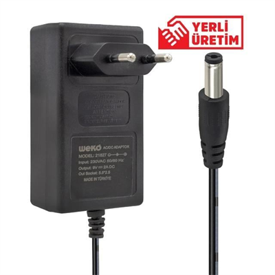 Weko 9 Volt 2 Amper Priz Tipi Plastik Kasa Adaptör 5.5*2.5 Uç