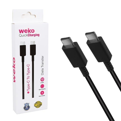Weko Wk-26526 Type-C To Type-C 1 Metre 5A Siyah Şarj Kablosu