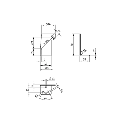 Wenglor WP  Sabitleme braketi 50 × 50 × 20...30 mm (P) için