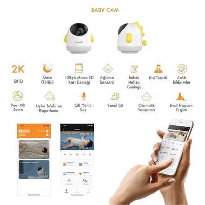 Whome Yapay Zeka Destekli 2k Ptz Gece Görüşlü Sarı Wifi Bebek Güvenlik Kamerası