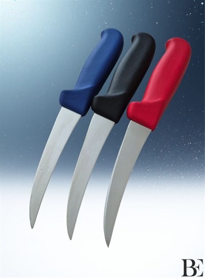 BeKnife Bemiral 13cm Kıvrık Kemik Sıyırma Bıçağı 10354.13 Fibrox Kaymaz Saplı 20mm X 130mm X 2.5mm Mavi