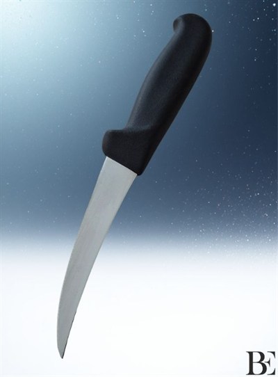 BeKnife Bemiral 13cm Kıvrık Kemik Sıyırma Bıçağı 10354.13 Fibrox Kaymaz Saplı 20mm X 130mm X 2.5mm Siyah