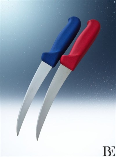 BeKnife Bemiral 15cm Kıvrık Kemik Sıyırma Bıçağı 10354.15 Fibrox Kaymaz Saplı 25mm X 150mm X 2.5mm Kırmızı
