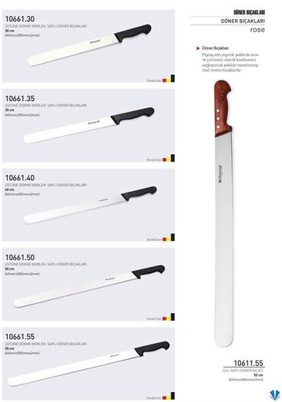 Döner Bıçağı 30 cm Üstüne Dökme Moblen Saplı Hulusi Bıçak 40mm X 300mm X 2mm 10661.30