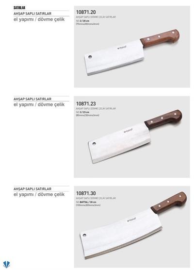 El Yapımı Dövme Çelik Satır 30 cm No.Battal Hulusi Bıçak Ahşap Saplı 100mm X 300mm X 3mm 10871.30