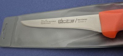 Fibrox Kaymaz Saplı Düz Kasap Kemik Sıyırma Bıçağı 15 cm Hulusi - Drita Bıçak 16mm X 150mm X 2.5mm 10351.15 (TURUNCU RENK)