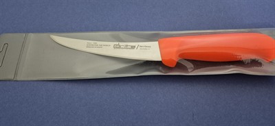 Fibrox Kaymaz Saplı Kıvrık Kasap Kemik Sıyırma Bıçağı 15 cm Hulusi - Drita Bıçak 25mm X 150mm X 2.5mm 10354.15 (TURUNCU RENK)