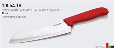 Şef Bıçağı 18 cm Fibrox Kaymaz Saplı Kavisli Santako Hulusi Bıçak 50mm X 180mm X 2,5mm 10554.18