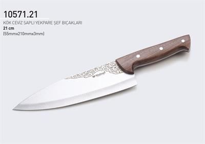 Şef Bıçağı 21 cm Perçinli Kök Ceviz Saplı Yekpare Hulusi Bıçak 55mm X 210mm X 3mm 10571.21