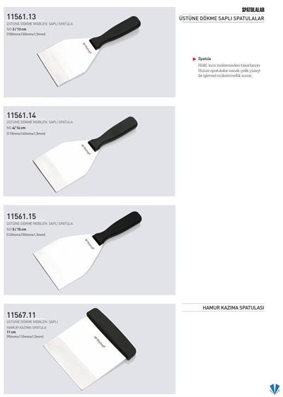 Hamur Kazıma Spatulası Hulusi Bıçak Unlu Mamüller Üstüne Dökme Moblen Saplı 11 cm 90mm X 110mm X 1.5mm 11567.11
