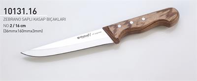 Zebrano Saplı El Yapımı Kasap Bıçağı 16 cm No.2 Hulusi Bıçak 36mm X 160mm X 3mm 10131.16