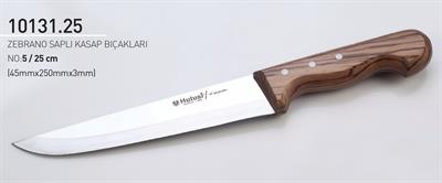 Zebrano Saplı El Yapımı Kasap Bıçağı 25 cm No.5 Hulusi Bıçak 45mm X 250mm X 3mm 10131.25