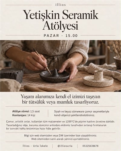 Yetişkin Seramik Atölyesi - Tütsülük veya mumluk tasarla 