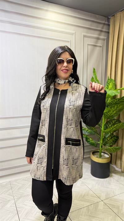 ACTIVE COMFORT SÜET PARÇALI CEKET KAHVE KREM