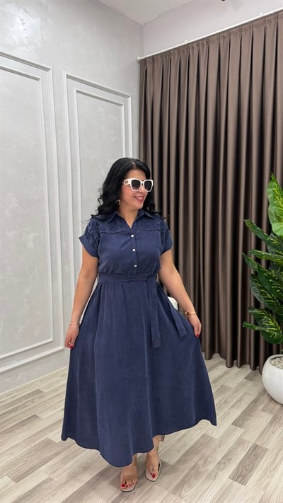 ALISSA TENSEL KUMAŞ ELBİSE LACİVERT