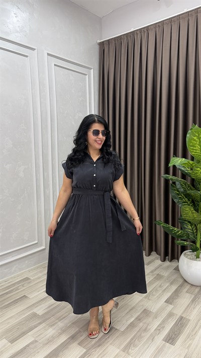 ALISSA TENSEL KUMAŞ ELBİSE SİYAH