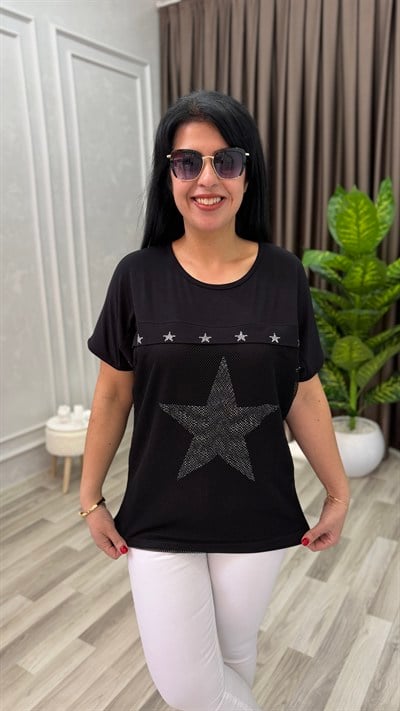 BELLA SOFT YILDIZ DETAYLI BLUZ