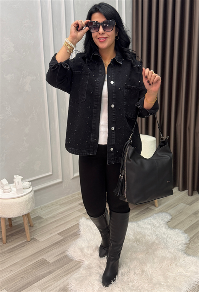 Crystal Touch Denim Ceket Siyah